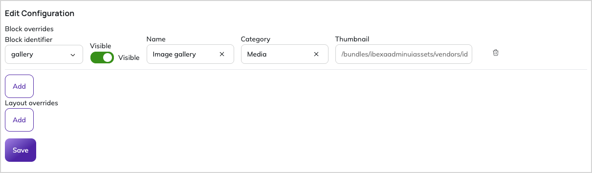 Page Builder block overrides Page Builder block overrides