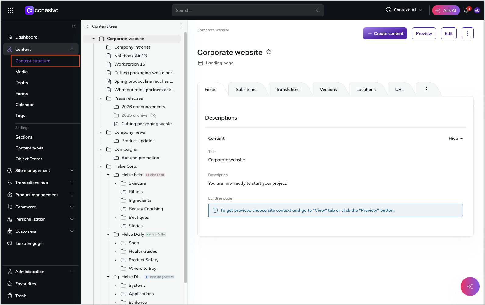 Content structure Content structure